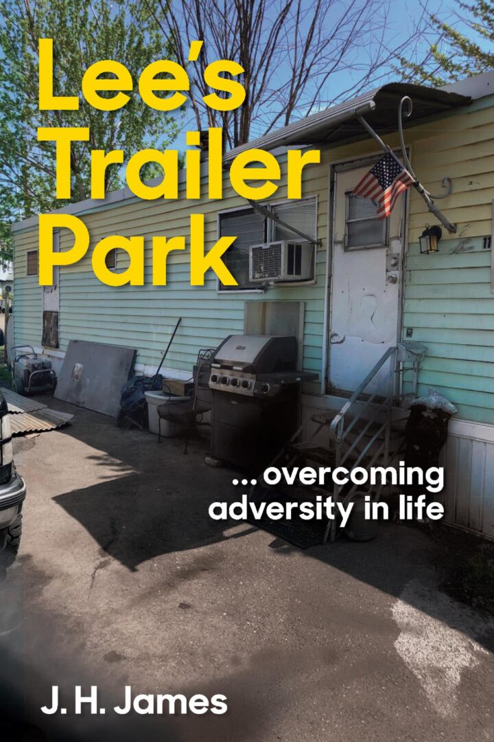 A trailer park with a lot of junk on the ground.